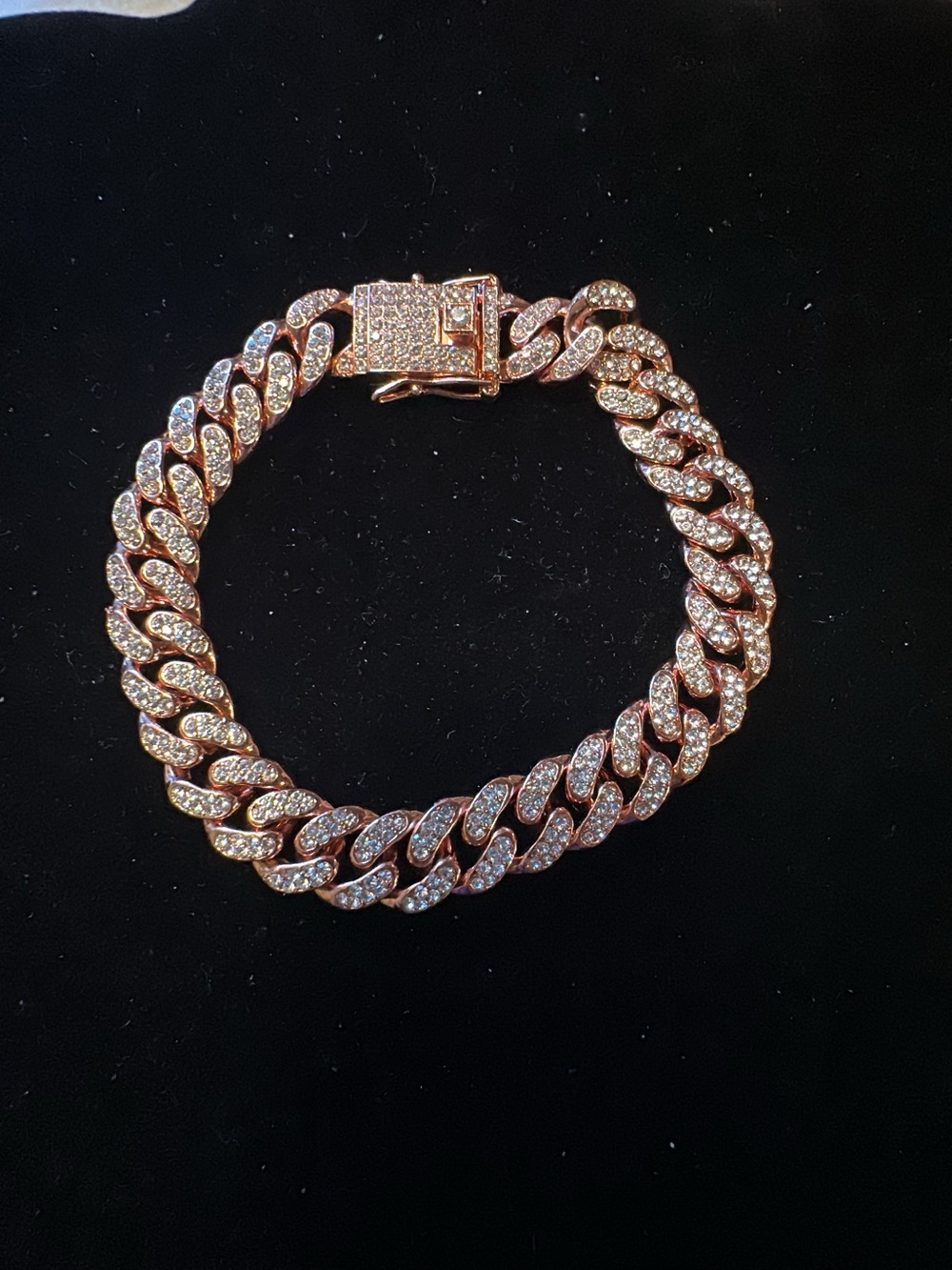 Crystal Pave Cuban Link Bracelet - Rose Gold (Unisex)